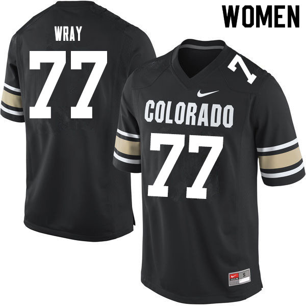Women #77 Jake Wray Colorado Buffaloes College Football Jerseys Sale-Home Black